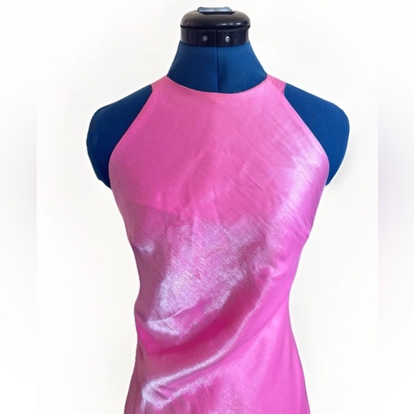 vintage 90s Y2K cache pink shiny maxi dress tie knot Size 4 *Flaws - Picture 4 of 14